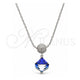 Collares con Dije 04.239.0021.2.16 Oro Laminado Blanco, con Swarovski Elements Bermuda Blue y Micro Pave Blanca, Pulido, Rodinado (Grosor 01 MM, 16 Pulgadas de Largo)