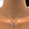 Sterling Silver Earring and Pendant Adult Set, Flower Design, with White Cubic Zirconia, Polished, Rhodium Finish, 10.275.0018