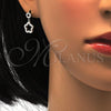 Sterling Silver Earring and Pendant Adult Set, Flower Design, with White Cubic Zirconia, Polished, Rhodium Finish, 10.275.0018
