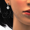 Sterling Silver Earring and Pendant Adult Set, Flower Design, with White Micro Pave and White Cubic Zirconia, Polished, Rhodium Finish, 10.275.0020