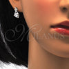 Sterling Silver Earring and Pendant Adult Set, with White Cubic Zirconia, Polished, Rhodium Finish, 10.281.0002