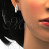 Sterling Silver Earring and Pendant Adult Set, with White Cubic Zirconia and White Crystal, Polished, Rhodium Finish, 10.281.0008