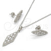 Sterling Silver Earring and Pendant Adult Set, with White Cubic Zirconia and White Crystal, Polished, Rhodium Finish, 10.281.0008
