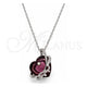 White Gold Filled Pendant Necklace, Heart and Bow Design, with Amethyst Swarovski Crystals and White Micro Pave, Polished, Rhodium Finish, 04.239.0001.1.16 (01 MM Thickness, 16 Inches Length)