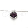 Rhodium Gold Filled Pendant Necklace, Heart and key Design, with Amethyst Swarovski Crystals and White Micro Pave, Polished, Rhodium Finish, 04.239.0015.1.16 (01 MM Thickness, 16 Inches Length)