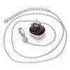 Rhodium Gold Filled Pendant Necklace, Heart and key Design, with Amethyst Swarovski Crystals and White Micro Pave, Polished, Rhodium Finish, 04.239.0015.1.16 (01 MM Thickness, 16 Inches Length)