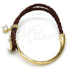 Oro Laminado Individual Bangle, Gold Filled Style Heart Design, with Aurore Boreale Swarovski Crystals and White Micro Pave, Polished, Golden Finish, 07.239.0008.2 (03 MM Thickness, One size fits all)