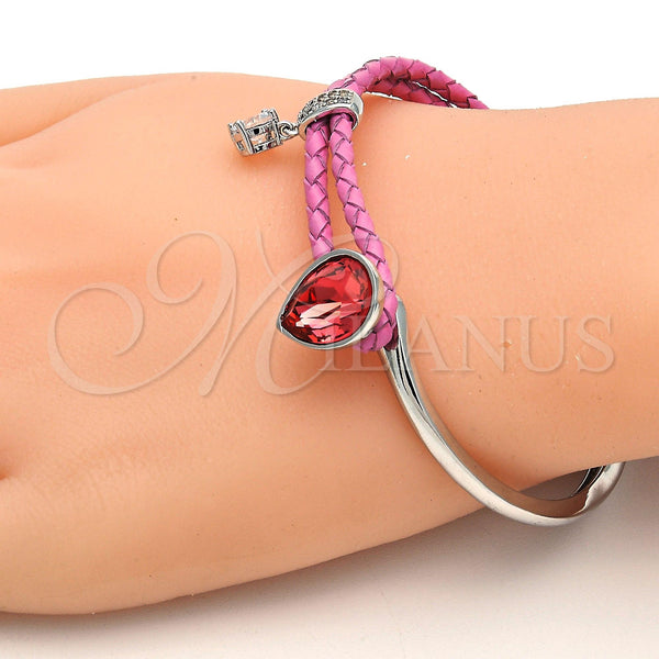 White Gold Filled Jewelry — Individual Bangle Teardrop Design with Padparadscha Swarovski Crystals — alternate product view — SKU 112806 | Oro Laminado Blanco joyería — Individual Bangle Teardrop diseño with Padparadscha Swarovski Crystals — SKU…