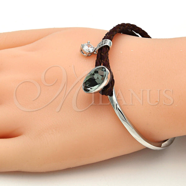 White Gold Filled Jewelry — Individual Bangle with Black Diamond Swarovski Crystals and — alternate product view — SKU 112809 | Oro Laminado Blanco joyería — Individual Bangle with negro Diamond Swarovski Crystals and — SKU 112809