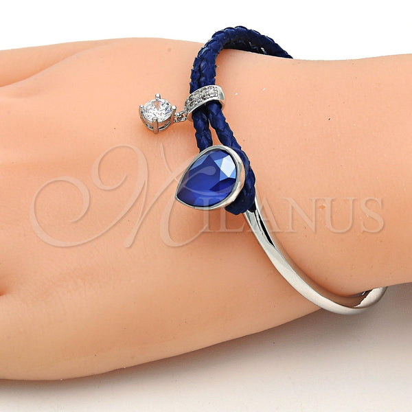White Gold Filled Jewelry — Individual Bangle Teardrop Design with Blue Zircon Swarovski — alternate product view — SKU 112810 | Oro Laminado Blanco joyería — Individual Bangle Teardrop diseño with Blue Zircon Swarovski — SKU 112810