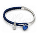 White Gold Filled Individual Bangle, Teardrop Design, with Blue Zircon Swarovski Crystals and White Micro Pave, Polished, Rhodium Finish, 07.239.0002.10 (03 MM Thickness, One size fits all)