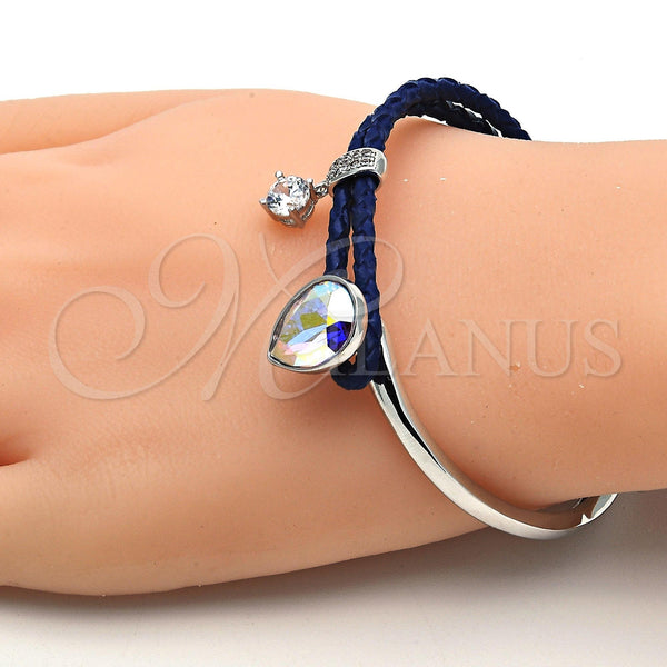White Gold Filled Jewelry — Individual Bangle Teardrop Design with Aurore Boreale Swarovski — alternate product view — SKU 112811 | Oro Laminado Blanco joyería — Individual Bangle Teardrop diseño with Aurore Boreale Swarovski — SKU 112811
