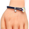 Rhodium Gold Filled Individual Bangle, Teardrop Design, with Aurore Boreale Swarovski Crystals and White Micro Pave, Polished, Rhodium Finish, 07.239.0002.11 (03 MM Thickness, One size fits all)