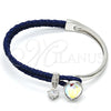 Rhodium Gold Filled Individual Bangle, Teardrop Design, with Aurore Boreale Swarovski Crystals and White Micro Pave, Polished, Rhodium Finish, 07.239.0002.11 (03 MM Thickness, One size fits all)