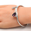 Rhodium Gold Filled Individual Bangle, Teardrop Design, with Amethyst Swarovski Crystals and White Micro Pave, Polished, Rhodium Finish, 07.239.0002.12 (03 MM Thickness, One size fits all)