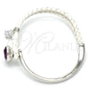 Rhodium Gold Filled Individual Bangle, Teardrop Design, with Amethyst Swarovski Crystals and White Micro Pave, Polished, Rhodium Finish, 07.239.0002.12 (03 MM Thickness, One size fits all)
