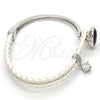 Rhodium Gold Filled Individual Bangle, Teardrop Design, with Amethyst Swarovski Crystals and White Micro Pave, Polished, Rhodium Finish, 07.239.0002.12 (03 MM Thickness, One size fits all)