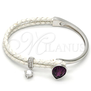 White Gold Filled Jewelry — Individual Bangle Teardrop Design with Amethyst Swarovski Crystals — main product view — SKU 112812 | Oro Laminado Blanco joyería — Individual Bangle Teardrop diseño with Amethyst Swarovski Crystals — SKU 112812