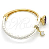 Oro Laminado Individual Bangle, Gold Filled Style Teardrop Design, with Amethyst Swarovski Crystals and White Micro Pave, Polished, Golden Finish, 07.239.0002.13 (03 MM Thickness, One size fits all)