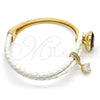 Oro Laminado Individual Bangle, Gold Filled Style Teardrop Design, with Amethyst Swarovski Crystals and White Micro Pave, Polished, Golden Finish, 07.239.0002.13 (03 MM Thickness, One size fits all)