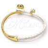 Oro Laminado Individual Bangle, Gold Filled Style Teardrop Design, with Amethyst Swarovski Crystals and White Micro Pave, Polished, Golden Finish, 07.239.0002.13 (03 MM Thickness, One size fits all)