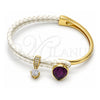Oro Laminado Individual Bangle, Gold Filled Style Teardrop Design, with Amethyst Swarovski Crystals and White Micro Pave, Polished, Golden Finish, 07.239.0002.13 (03 MM Thickness, One size fits all)