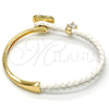 Oro Laminado Individual Bangle, Gold Filled Style Heart Design, with Denin Blue Swarovski Crystals and White Micro Pave, Polished, Golden Finish, 07.239.0008.4 (03 MM Thickness, One size fits all)
