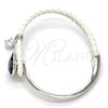 Rhodium Gold Filled Individual Bangle, Heart Design, with Denin Blue Swarovski Crystals and White Micro Pave, Polished, Rhodium Finish, 07.239.0008.8 (03 MM Thickness, One size fits all)