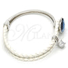 Rhodium Gold Filled Individual Bangle, Heart Design, with Denin Blue Swarovski Crystals and White Micro Pave, Polished, Rhodium Finish, 07.239.0008.8 (03 MM Thickness, One size fits all)