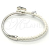 Rhodium Gold Filled Individual Bangle, Heart Design, with Denin Blue Swarovski Crystals and White Micro Pave, Polished, Rhodium Finish, 07.239.0008.8 (03 MM Thickness, One size fits all)