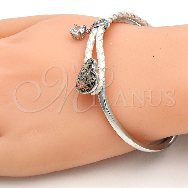 White Gold Filled Jewelry — Individual Bangle Heart Design with Rose Patina Swarovski — alternate product view — SKU 112823 | Oro Laminado Blanco joyería — Individual Bangle corazón diseño with Rose Patina Swarovski — SKU 112823