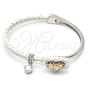 White Gold Filled Jewelry — Individual Bangle Heart Design with Rose Patina Swarovski — main product view — SKU 112823 | Oro Laminado Blanco joyería — Individual Bangle corazón diseño with Rose Patina Swarovski — SKU 112823
