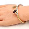 Oro Laminado Individual Bangle, Gold Filled Style with Amethyst Swarovski Crystals and White Micro Pave, Polished, Golden Finish, 07.239.0004.11 (03 MM Thickness, One size fits all)