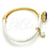 Oro Laminado Individual Bangle, Gold Filled Style with Amethyst Swarovski Crystals and White Micro Pave, Polished, Golden Finish, 07.239.0004.11 (03 MM Thickness, One size fits all)