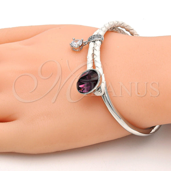 White Gold Filled Jewelry — Individual Bangle with Amethyst Swarovski Crystals and White — alternate product view — SKU 112828 | Oro Laminado Blanco joyería — Individual Bangle with Amethyst Swarovski Crystals and blanco — SKU 112828