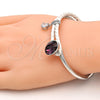Rhodium Gold Filled Individual Bangle, with Amethyst Swarovski Crystals and White Micro Pave, Polished, Rhodium Finish, 07.239.0004.12 (03 MM Thickness, One size fits all)