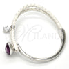 Rhodium Gold Filled Individual Bangle, with Amethyst Swarovski Crystals and White Micro Pave, Polished, Rhodium Finish, 07.239.0004.12 (03 MM Thickness, One size fits all)