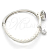 Rhodium Gold Filled Individual Bangle, with Amethyst Swarovski Crystals and White Micro Pave, Polished, Rhodium Finish, 07.239.0004.12 (03 MM Thickness, One size fits all)