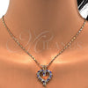 Oro Laminado Pendant Necklace, Gold Filled Style Heart Design, with Amethyst and White Cubic Zirconia, Polished, Golden Finish, 04.210.0001.5.18 (02 MM Thickness, 18 Inches Length)
