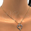 Oro Laminado Pendant Necklace, Gold Filled Style Heart Design, with Amethyst and White Cubic Zirconia, Polished, Golden Finish, 04.210.0001.5.18 (02 MM Thickness, 18 Inches Length)