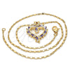 Oro Laminado Pendant Necklace, Gold Filled Style Heart Design, with Amethyst and White Cubic Zirconia, Polished, Golden Finish, 04.210.0001.5.18 (02 MM Thickness, 18 Inches Length)