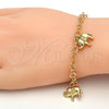 Oro Laminado Charm Bracelet, Gold Filled Style Elephant Design, Diamond Cutting Finish, Golden Finish, 03.63.1789.07 (05 MM Thickness, 7 Inches Length)