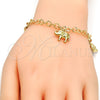 Oro Laminado Charm Bracelet, Gold Filled Style Elephant Design, Diamond Cutting Finish, Golden Finish, 03.63.1789.07 (05 MM Thickness, 7 Inches Length)