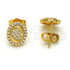 Oro Laminado Stud Earring, Gold Filled Style with White Micro Pave and White Crystal, Polished, Golden Finish, 02.282.0001