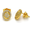 Oro Laminado Stud Earring, Gold Filled Style with White Micro Pave and White Crystal, Polished, Golden Finish, 02.282.0001