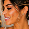 Oro Laminado Stud Earring, Gold Filled Style with White Cubic Zirconia and White Micro Pave, Polished, Golden Finish, 02.282.0006