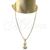 Oro Laminado Pendant Necklace, Gold Filled Style Anchor Design, with White Crystal, Polished, Golden Finish, 04.242.0058.30 (03 MM Thickness, 30 Inches Length)