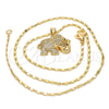 Oro Laminado Pendant Necklace, Gold Filled Style Elephant Design, with White and Ruby Micro Pave, Polished, Golden Finish, 04.199.0005.20 (02 MM Thickness, 20 Inches Length)