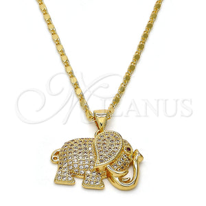 Gold Filled Necklace — Pendant Necklace Elephant Design with White and Ruby — main product view — SKU 112926 | Oro Laminado collar — Pendant Necklace Elephant diseño with blanco and Ruby — SKU 112926