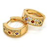 Oro Laminado Huggie Hoop, Gold Filled Style with Multicolor Cubic Zirconia and White Micro Pave, Polished, Golden Finish, 02.210.0056.15